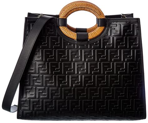 fendi ff logo vinyl & leather tote|fendi chenille bag.